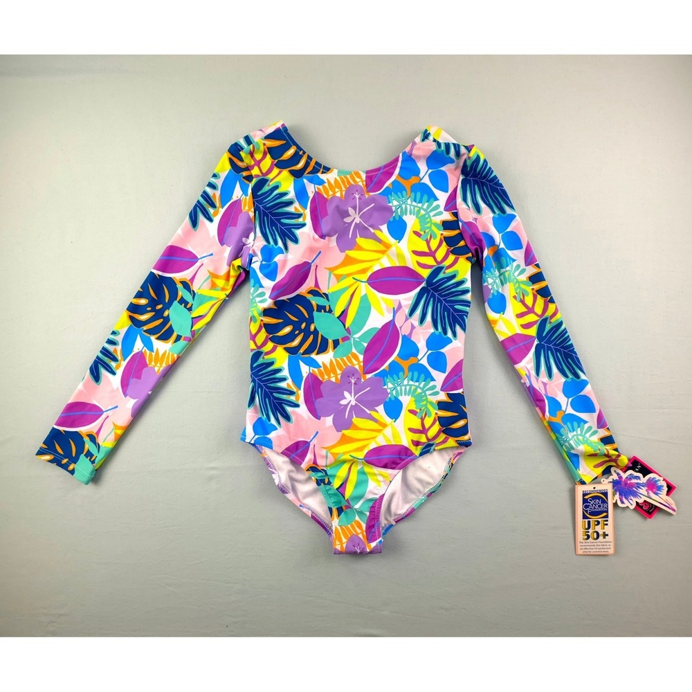 NEW WT Andy & Evan Girls Long Sleeve One-Piece Swimsuit  Size M( 10) UPF 50+